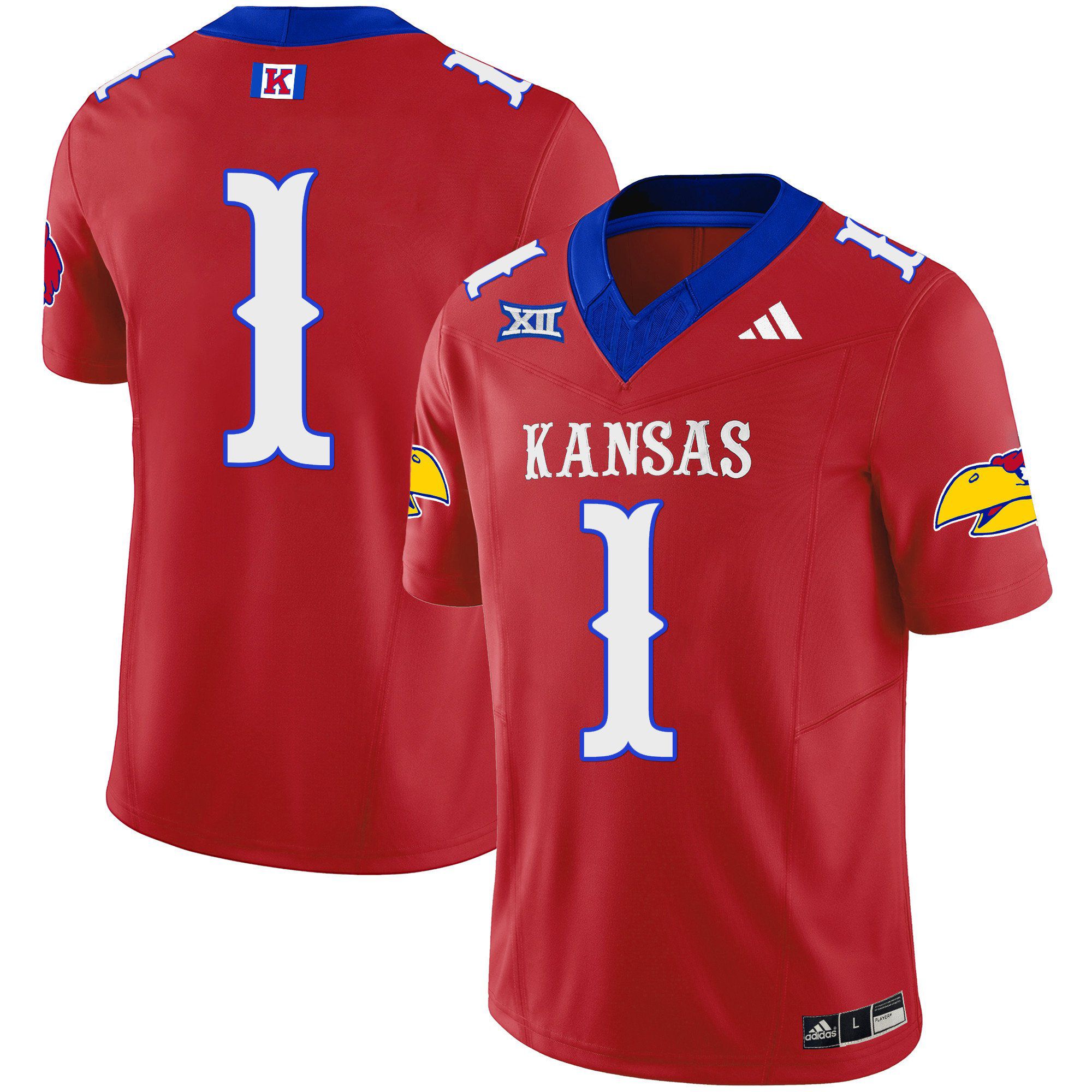 Men Kansas Jayhawks #1 No Name Red 2024 Blackhawk Vapor Limited NCAA Jersey